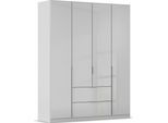 Drehtürenschrank OTTO HOME "Kleiderschrank Kleiderschränke Schrank Garderobe AGORDO mit Glasfront", grau (seidengrau, glas seidengrau), B:181cm H:229cm T:54cm, Holzwerkstoff, Schränke, Drehtürenschrank, mit Außenschubkästen, in 7 Breiten und 2 Höhen MADE IN GERMANY