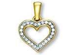 Kettenanhänger ONE ELEMENT "Zirkonia Herz Herz Anhänger aus 333 Gelbgold", gold, Schmuckanhänger, Damen, Gelbgold 333 Gold, Gelbgold 333, Gold, Kettenanhänger, Herzanhänger – Ausdruck von Liebe, perfekt zum Verschenken