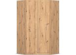 Eckkleiderschrank OTTO HOME "Kleiderschrank Schrank Ankleidezimmer Schlafzimmer Garderobe AGORDO", braun (eiche artisan), B:117cm H:210cm T:117cm, Holzwerkstoff, Schränke, Eckkleiderschrank, voll ausgestattet mit großzügigem Stauraum, 2 Höhen MADE IN GERMANY
