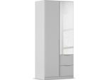 Drehtürenschrank OTTO HOME "Kleiderschrank Schrank Garderobe AGORDO mit Dekor- oder Hochglanzfront", grau (seidengrau), B:91cm H:210cm T:54cm, Holzwerkstoff, Schränke, Drehtürenschrank, mit Außenschubkästen, in 7 Breiten und 2 Höhen MADE IN GERMANY