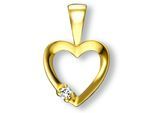 Kettenanhänger ONE ELEMENT "Zirkonia Herz Herz Anhänger aus 333 Gelbgold", gold, Schmuckanhänger, Damen, Gelbgold 333 Gold, Gelbgold 333, Gold, Kettenanhänger, Ein Geschenk von Herzen – zart, elegant & voller Symbolik