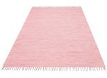 Teppich OTTO HOME "Paul" Gr. 1, rosa, B:60cm H:5mm L:120cm, Baumwolle, Teppiche, Teppich, Wendeteppich, Uni, handgewebt, mit Fransen, reine Baumwolle, Läufer