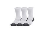 Tennissocken UNDER ARMOUR "Unisex UA Performance Tech-Crew-Socken im 3er-Pack", Damen, Gr. XL (47,5/50,5), weiß (weiß 100), Obermaterial: 98% Polyester, 2% Elasthan, Socken Tennissocken, für Squash und aktive Freizeit, flexible Passform, sportlicher Stil