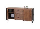 Sideboard MCW-A27, Kommode Schrank, 3D-Struktur 2 Staufächer 80x160x40cm MVG-zertifiziert MDF Metall ~ Wildeiche-Optik