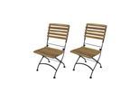 DEGAMO Klappstuhl JAKARTA, Flachstahl schwarz + Teakholz, 2-er Set