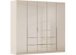 Drehtürenschrank OTTO HOME "Kleiderschrank Kleiderschränke Schrank Garderobe AGORDO mit Glasfront", beige (beige, glas beige (champagner)), B:226cm H:210cm T:54cm, Holzwerkstoff, Schränke, Drehtürenschrank, mit Außenschubkästen, in 7 Breiten und 2 Höhen MADE IN GERMANY