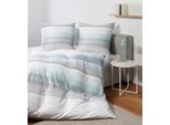 Bettwäsche JANINE "J. D. 87113 08", weiß (silber blau), B/L: 200cm x 220cm, 2 Stk., 2 Stk., Mako-Satin, B/L: 80cm x 80cm & 80cm x 80cm, Mako-Satin, Obermaterial: 100% Baumwolle, Bettwäsche, Bettwäsche, mit Reißverschluss