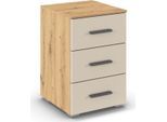 Nachtkommode RAUCH "Gamma", eiche artisan, beige (champagner), B:40cm H:61cm T:42cm, Holzwerkstoff, Sideboards, mit 3 geräumigen Schubladen MADE IN GERMANY