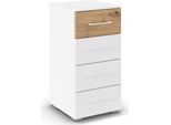 Schubkastenkommode RAUCH "Sideboard Kommode Schubladenkommode BOSTON-EXTRA", alpinweiß, eiche artisan, B:40cm H:81cm T:42cm, Holzwerkstoff, Sideboards, mit 4 geräumigen Schubladen, oberer mit Absetzung MADE IN GERMANY