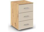 Nachtkommode RAUCH "Gamma", eiche artisan, beige (champagner), B:40cm H:61cm T:42cm, Holzwerkstoff, Sideboards, mit 3 geräumigen Schubladen MADE IN GERMANY