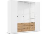 Drehtürenschrank RAUCH "Kleiderschrank Schrank Garderobe Schlafzimmerschrank DAVOA", weiß (alpinweiß, eiche artisan), B:226cm H:230cm T:54cm, Holzwerkstoff, Schränke, Drehtürenschrank, mit farblich abgesetzten Schubkästen in Eiche Artisan MADE IN GERMANY