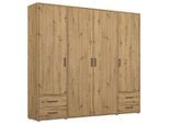Rauch Möbel Drehtürenschrank, Eiche Artisan, Holzwerkstoff, 5 Fächer, 4 Schublade(n) Schubladen, 187x194x53 cm, Blauer Engel, BQ - Bündnis für Qualität, Made in Germany, Schlafzimmer, Kleiderschränke, Drehtürenschränke
