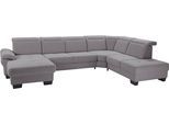 Wohnlandschaft HOME AFFAIRE "Cornwall U-Form", grau, B:360cm H:84cm T:253cm, Struktur fein (100% Polyester);Luxus-Microfaser weich (90% Polyester, 10% Polyamid), Sofas, Wohnlandschaft, inkl. Sitztiefenverstellung, wahlweise mit Bettfunktion