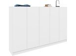 Schuhschrank BORCHARDT MÖBEL "Vaasa, Schuhregal 5-türig mit 18 verstellbaren Fächern", weiß (weiß matt), B:190cm H:120cm T:35cm, Schränke, Schuhschrank, Breite 190 cm, Höhe 120 cm, grifflose Optik