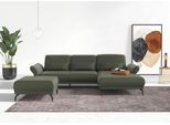 Ecksofa HOME AFFAIRE "Coco L-Form", grün (olive), B:284cm H:88cm T:196cm, 95% Polyester, 5% Polyamid, Sofas, Ecksofa, Sitztiefen-, Arm- und Kopfteilverstellung, Cord-Bezug, Fußhöhe 15 cm