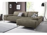 Ecksofa HOME AFFAIRE "Caluna", grau (taupe), B:269cm H:97cm T:174cm, Flachgewebe Mura: (100% Polyester);Luxus-Microfaser Vintageoptik (100% Polyester);Luxus-Mikrofaser (90% Polyester, 10% Polyamid), Sofas, Ecksofa, Inkl.Sitztiefenverstellung, wahlweise mit Kopf- und Armteilverstellung