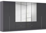 Drehtürenschrank OTTO HOME "Kleiderschrank Kleiderschränke Schrank Garderobe AGORDO mit Glasfront", graumetallic, glas basalt, B:360cm H:229cm T:54cm, Holzwerkstoff, Schränke, Drehtürenschrank, mit Außenschubkästen, in 7 Breiten und 2 Höhen MADE IN GERMANY