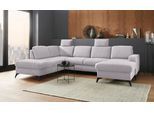 Wohnlandschaft HOME AFFAIRE "Lolland U-Form", silber, B:303cm H:88cm T:212cm, Struktur imprägniert - feucht abwischbar (100% Polyester);Struktur Flausch (90% Polyester, 10% Polyamid);Luxus-Microfaser ALTARA NUBUCK (100% Polyester), Sofas, Wohnlandschaft, Wahlweise mit Bettfunktion und Stauraum, auch mit abwischbarem Bezug