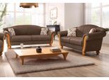 Polstergarnitur HOME AFFAIRE "Milano, bequem durch Federkern, Landhaus Stil, geschwungene Armlehnen", braun, H:83cm T:81cm, Sitzmöbel-Sets, 2-Sitzer und 3-Sitzer