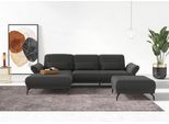 Ecksofa HOME AFFAIRE "Coco L-Form", grau (anthrazit), B:284cm H:88cm T:196cm, 95% Polyester, 5% Polyamid, Sofas, Ecksofa, Sitztiefen-, Arm- und Kopfteilverstellung, Cord-Bezug, Fußhöhe 15 cm