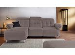Ecksofa HOME AFFAIRE "Manhattan L-Form", grau (taupe), B:270cm H:102cm T:168cm, Kunstleder SOFTLUX;Flachgewebe (100% Polyester);Struktur (100% Polyester), Sofas, Ecksofa, 2 Sitze mit elektrischer Relaxfunktion, verstellbare Armlehnen