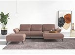 Ecksofa HOME AFFAIRE "Coco L-Form", rosa (altrosa), B:284cm H:88cm T:196cm, 95% Polyester, 5% Polyamid, Sofas, Ecksofa, Sitztiefen-, Arm- und Kopfteilverstellung, Cord-Bezug, Fußhöhe 15 cm