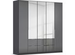 Drehtürenschrank OTTO HOME "Kleiderschrank Kleiderschränke Schrank Garderobe AGORDO mit Glasfront", grau (graumetallic, glas basalt), B:226cm H:229cm T:54cm, Holzwerkstoff, Schränke, Drehtürenschrank, mit Außenschubkästen, in 7 Breiten und 2 Höhen MADE IN GERMANY
