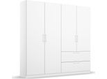 Drehtürenschrank OTTO HOME "Kleiderschrank Schrank Garderobe Wäscheschrank CHALLENGER", weiß (alpinweiß), B:181cm H:210cm T:54cm, Holzwerkstoff, Schränke, Drehtürenschrank, Metallgriffe in Graumetallic und geräumige Schubladen MADE IN GERMANY
