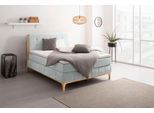 Boxspringbett OTTO HOME "Jelle", grau (titanio), B:161cm L:216cm, Komplettbetten, Boxspringbett, zertifizierte, recycelte Bezugsstoffe, verschiedene Ausführungen