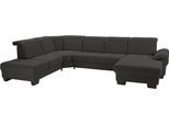 Wohnlandschaft HOME AFFAIRE "Cornwall U-Form", grau (anthrazit), B:360cm H:84cm T:253cm, Struktur fein (100% Polyester);Luxus-Microfaser weich (90% Polyester, 10% Polyamid), Sofas, Wohnlandschaft, inkl. Sitztiefenverstellung, wahlweise mit Bettfunktion