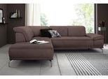 Ecksofa HOME AFFAIRE "Caluna", braun, B:262cm H:97cm T:233cm, Luxus-Microfaser Vintageoptik (100% Polyester);Flachgewebe Mura: (100% Polyester);Luxus-Mikrofaser (90% Polyester, 10% Polyamid), Sofas, Ecksofa, Inkl.Sitztiefenverstellung, wahlweise mit Kopf- und Armteilverstellung