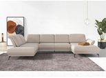 Wohnlandschaft SIT & MORE "Coco U-Form", beige (creme), B:382cm H:88cm T:242cm, 100% Polyester, Sofas, Wohnlandschaft, Sitztiefen-, Arm- und Kopfteilverstellung, Cord-Bezug, Fußhöhe 15 cm
