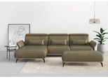 Ecksofa HOME AFFAIRE "Fjord L-Form", grün (olive), B:324cm H:93cm T:184cm, 100% Polyester, Sofas, Ecksofa, massiv, wahlweise mit Armlehnfunktion, Kopf- Sitztiefenverstellung