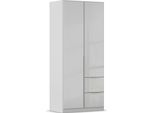 Drehtürenschrank OTTO HOME "Kleiderschrank Kleiderschränke Schrank Garderobe AGORDO mit Glasfront", grau (seidengrau, glas seidengrau), B:91cm H:210cm T:54cm, Holzwerkstoff, Schränke, Drehtürenschrank, mit Außenschubkästen, in 7 Breiten und 2 Höhen MADE IN GERMANY