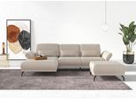 Ecksofa HOME AFFAIRE "Coco L-Form", beige (creme), B:284cm H:88cm T:196cm, 100% Polyester, Sofas, Ecksofa, Sitztiefen-, Arm- und Kopfteilverstellung, Cord-Bezug, Fußhöhe 15 cm