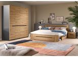 Schlafzimmer-Set HOME AFFAIRE "REHAT, 4-teilig, best. aus: Bett, Kleiderschrank & 2x Nachtkommode", braun (eiche artisan, grau), B/H: 180cm x 200cm, Schlafzimmermöbel-Sets