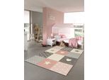 Kinderteppich MERINOS "Pastel Kids 20339" Gr. 2, grau (grau, rosa), B:80cm H:13mm L:150cm, Kunstfaser, Teppiche, Kinderteppich, handgearbeiteter Konturenschnitt