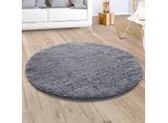 Hochflor-Teppich PACO HOME "Silky 591", grau, H:37mm Ø:120cm, Polyester, Teppiche, Uni Farben, besonders weich und kuschelig