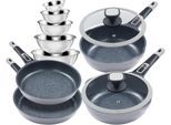 Pfannen-Set KING "Moonscape", grau, Ø:28cm, Pfannen, Induktion, Moonscape-Beschichtung,inkl. 5 Schüsseln