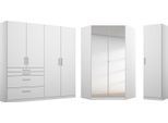 Schrank-Set RAUCH "Kleiderschrank Schrank Garderobe Garderobenschrank Eckschrank HOMBURG", weiß (alpinweiß, hochglanz weiß), B:298cm H:197cm T:163cm, Holzwerkstoff, Kastenmöbel-Sets, viel Stauraum, oberer Schubkasten mit Einteilung MADE IN GERMANY