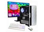 GAMEMAX Gaming-PC-Komplettsystem "MegaDeal Diamond WT 2702 AMD Ryzen 7 5700X RTX 5060 16GB 1TB SSD", Energieeffizienz: E (A-G), weiß, Microsoft Windows 11 Home (64 Bit), 16 GB RAM 1.000 GB SSD, Computer_Komplettsysteme, Windows 11 + MSI PRO MP273A Monitor, 69cm (27")