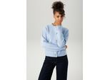 Strickjacke ANISTON CASUAL, Damen, Gr. 36, hellblau, meliert, Strick, Obermaterial: 73% Polyacryl, 24% Polyester, 3% Elasthan, meliert, lässig geschnitten kurz, Rundhals, Rippstrickbündchen, Strickjacken Strickjacke, aus effektvollem Melange-Garn