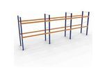 Schulte Palettenregal, Grundregal, B 8444 x T 1100 x H 3000 mm, 4 Ebenen, Palettengewicht bis 1000 kg, Feldlast 9000 kg, blau/orange