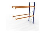 Schulte Palettenregal, Anbauregal, B 2786 x T 1100 x H 3000 mm, 3 Ebenen, Palettengewicht bis 500 kg, Feldlast 5395 kg, blau/orange