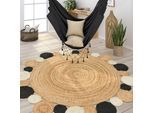 Teppich PACO HOME "Viborg 592", schwarz, H:13mm Ø:160cm, Jute, Teppiche, Teppich, handgefertigter Natur-Teppich, Jute, Boho, Ethno