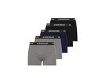 Boxershorts CHIEMSEE, Herren, Gr. XL, 5 Stk., bunt (grau, schwarz, marine), Single Jersey, Graumeliert (Obermaterial): 71% Baumwolle, 24% Viskose, 5% Elasthan. Obermaterial: 95% Baumwolle, 5% Elasthan, unifarben, Unterhosen, aus Baumwollmischung, elastischer Logobund