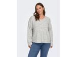 Strickpullover ONLY CARMAKOMA "CARCAMILLA V-NECK L/S PULLOVER KNT NOOS", Damen, Gr. L, light grau melange, Strick, Obermaterial: 74% Polyacryl, 24% Polyester, 2% Elasthan, unifarben, normal, V-Ausschnitt, Pullover Strickpullover, Materialmix