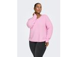 Strickpullover ONLY CARMAKOMA "CARCAMILLA V-NECK L/S PULLOVER KNT NOOS", Damen, Gr. M, pink lady, Strick, Obermaterial: 74% Polyacryl, 24% Polyester, 2% Elasthan, unifarben, normal, V-Ausschnitt, Pullover Strickpullover, Materialmix