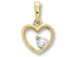 Kettenanhänger ONE ELEMENT "Zirkonia Herz Herz Anhänger aus 333 Gelbgold", gold, Schmuckanhänger, Damen, Gelbgold 333 Gold, Gelbgold 333, Gold, Kettenanhänger, Zart & emotional – ein Geschenk, das von Herzen kommt