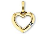 Kettenanhänger ONE ELEMENT "Zirkonia Herz Herz Anhänger aus 333 Gelbgold", gold, Schmuckanhänger, Damen, Gelbgold 333 Gold, Gelbgold 333, Gold, Kettenanhänger, Zart & emotional – ein Geschenk, das von Herzen kommt